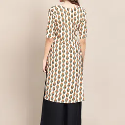 7threads KALINI Women Blue & White  PACK OF 2 Geometric Printed Thread Work Block Print Crepe Kurta image 5