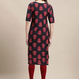 7threads KALINI Women Pack of 2 Black & Blue Ethnic Motifs Striped Crepe Kurta image 5