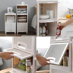 generic BeautyHaven 3 Unit Multipurpose Wardrobe Standing Sideboard/Folding Storage for Kitchen/Home/Office for Books/Clothes/Accessories image 5