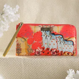 Priyaasi Women Red & Gold-Toned Ethnic Motifs Printed Zip Around Wallet-picture-14