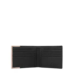 Eske Men Black & Peach-Coloured Colourblocked Leather Two Fold Wallet image 4