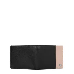 Eske Men Black & Peach-Coloured Colourblocked Leather Two Fold Wallet image 3