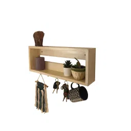 symplify Avalon Wooden Wall Shelf Organiser With Key Holders-picture-18