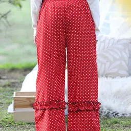 Cutiekins Girls Polka Dot Printed Knitted Straight Palazzos image 2