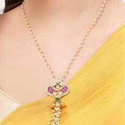 Nuyug Multi-Color Brass Gold Plated Necklace-image-35