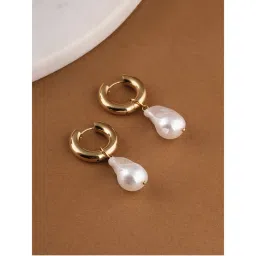 Palmonas Womens Waterproof and Anti Tarnish Baroque Lumina Drop Earrings-image-1