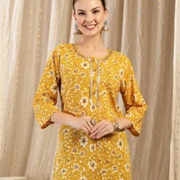 Zelena Gold Cotton Zipless Maternity Feeding Top - Embroidered Neck-image-84