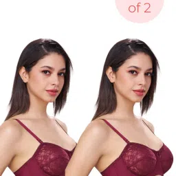 bodyline Citra Dark Cherry Strapless Wired Lace Bra with Detachable Straps-picture-26