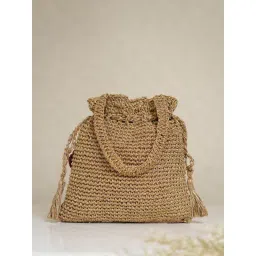 ITIHASIKALA Beige Twilight Rosette Crochet Potli image 2