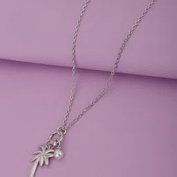 Carlton London 925 Sterling Silver Rhodium Plated Tree Pendant with Chain-image-34
