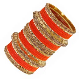 NMII Set of 30 Mirror Zircon Gemstone Studded Bridal Chuda Bangles image 3