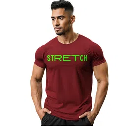 3Colors Typography Printed Round Neck Moisture Wicking Muscle Fit T-shirt-image-98