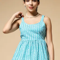 Womenster Women Dabu Printed Cotton Peplum Top-picture-45