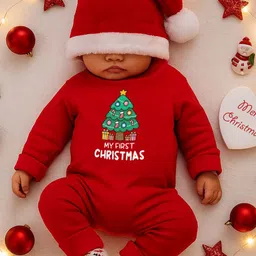 Zeezeezoo Kids MY First Christmas Printed Cotton Bodysuit-picture-26