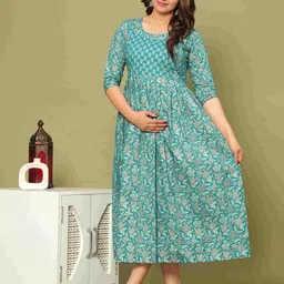 FACON GRAVIDA Floral Printed Maternity Fit & Flare Midi Dress image 5