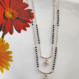 Piu Jewels Rose Gold-Plated Artificial Stones And Beads Mangalsutra-picture-10