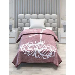 Monte Carlo Pink And White Floral Printed Heavy Winter Single Bed Blanket 1051 GSM image 2