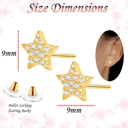 VAMA Gold Plated Crystals Studded Star Shaped Studs image 3