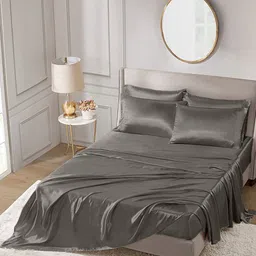 THE LINEN COMPANY Charcoal 300 TC Bamboo Queen Bedsheet Set 2.28 m x 2.54 m image 5