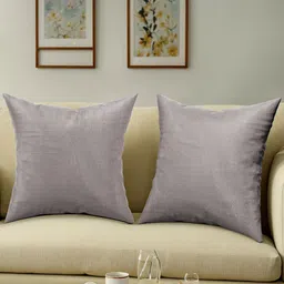 Kuber Industries Grey 2 Pieces Self Design Square Cushion Covers image 1