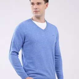Monte Carlo Men Solid V-Neck Ribbed Pullover Sweater image 5