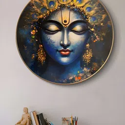 SAF Blue & Gold-Toned 1 Piece Wood Religious Wall Paintings-picture-34