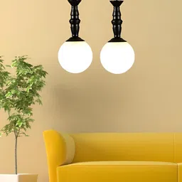 GAUVIK Black & White Glass Ceiling Lamp image 4