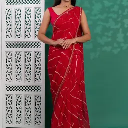 KCPC BANDHANI Women Red Sarees image 5