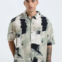 Espanshe Men Abstract Printed Spread Collar Pure Cotton Casual Shirt-image-48