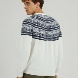 glitchez Geometric Self-Design Raglan Sleeves Relaxed Pullover image 2