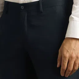 Louis Philippe Men Solid Mid-Rise Slim Fit Formal Trousers image 3