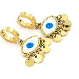 ARTKLIM Stainless Steel Gold Plated Enamelled Evil Eye Oval Shaped Drop Earrings image 5