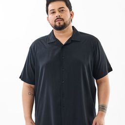 Snitch Men Plus Size Solid Cuban Collar Casual Shirt-picture-43