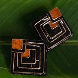 Ekibeki Copper-Plated Square Shaped Studs Earrings-image-4