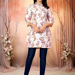 KHANJAN FASHION Women Mandarin Collar Printed Straight Kurti-picture-15
