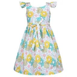 Wish Karo Floral Print Flutter Sleeve Satin A-Line Dress image 3