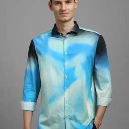 Louis Philippe Sport Slim Fit Abstract Printed Spread Collar Cotton Shirt-image-49