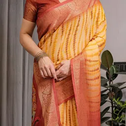 MAHARANI COUTURE Tie and Dye Pure Cotton Kanjeevaram Saree image 4