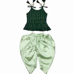 satyamfab Girls Woven Design Regular Top with Dhoti Pants image 3