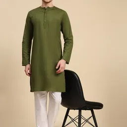 SKAVIJ Round Neck Long Sleeves Pure Cotton Straight Kurta with Pyjamas-picture-16