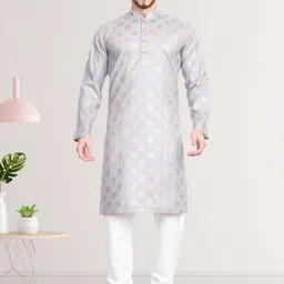 Excent Men Ethnic Motifs Woven Design Regular Kurta with Churidar-picture-15