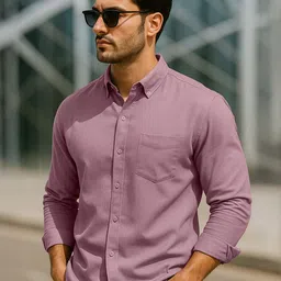 VEIRDO Men Classic Fit Solid Spread Collar Pure Cotton Casual Shirt image 4