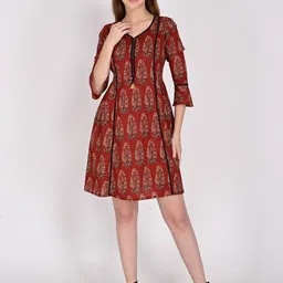 Merira Women Ethnic Motifs Printed A-Line Dress-picture-16