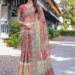 ALMAARI FASHION Ethnic Motifs Printed Pure Cotton Kanjeevaram Saree-picture-22