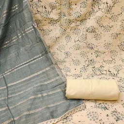 SAINOOR Embellished Semi-Stitched Dress Material image 3