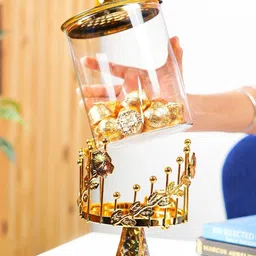 MARKET99 Glossy Gold-Toned Candy Bowl Showpiece image 5