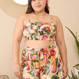 Berrylush Curve Printed Top Shrug With Shorts Co-Ords image 3