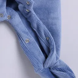 Moms Love Infant Boys Pure Cotton Velvet Finish Ribbed Hooded Sleepsuit image 3