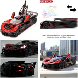 funablo 1/24 Scale Bugatti Bolide Toy Car, Alloy Die-cast Pull Back Car Model for kids image 2
