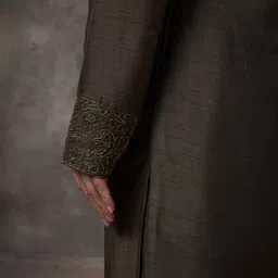 Rivaar By Rocky Star Yoke Design Embellished Mandarin Collar Straight Kurta With Pyjamas image 5